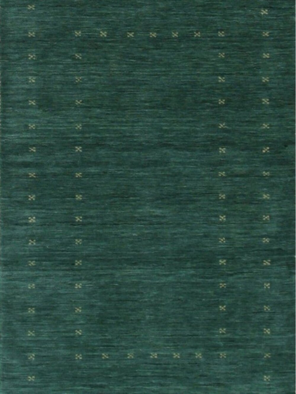Teal Green Handmade Wool Area Rug 3' x 5' Gabbeh Minimal Cross Motif